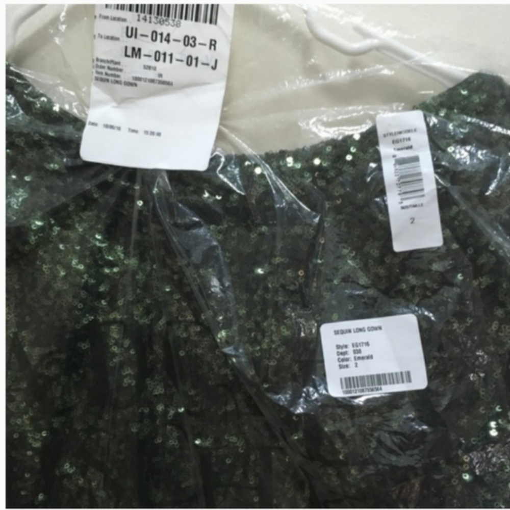 Badgley mischka green sequin formal dress gown size 2 nwt - Picture 5 of 7